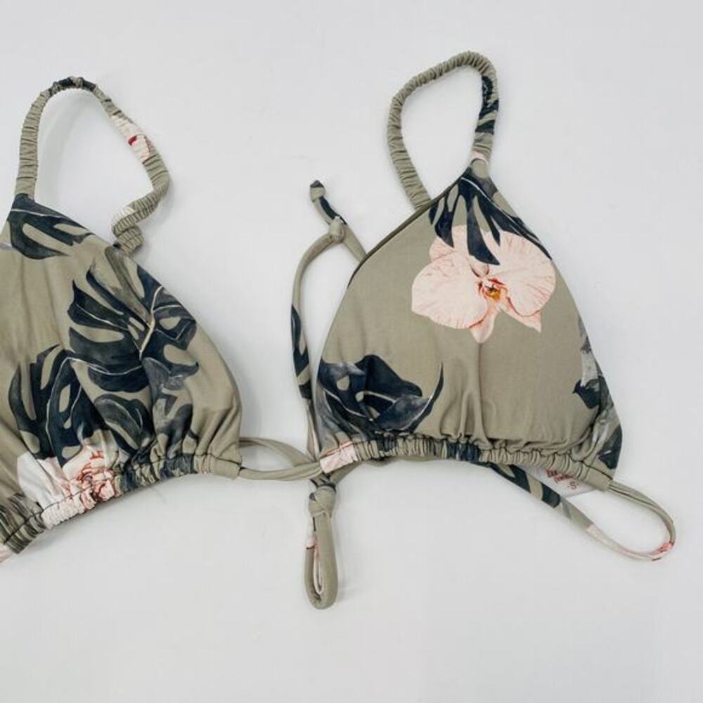 Malai green reversible floral bikini‎ top